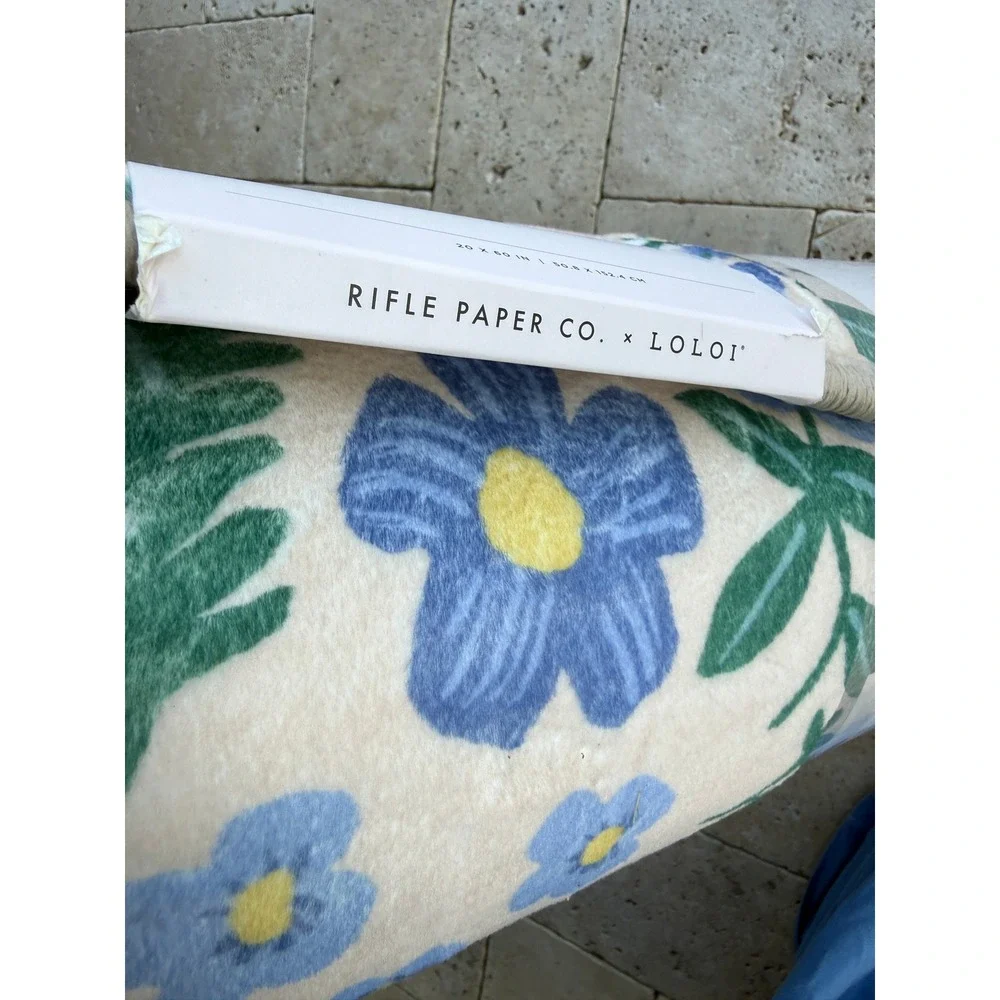 Rifle Paper Co x Loloi Delilah Bath Rug 20x60 Floral Blue Cream Runner NEW